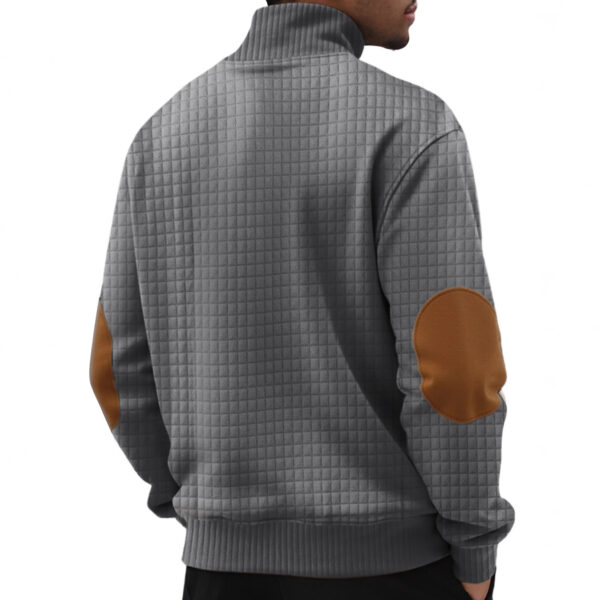 Casual Sports Men's Jacquard Small Plaid Stand Collar Long-sleeved Sweater - Image 4