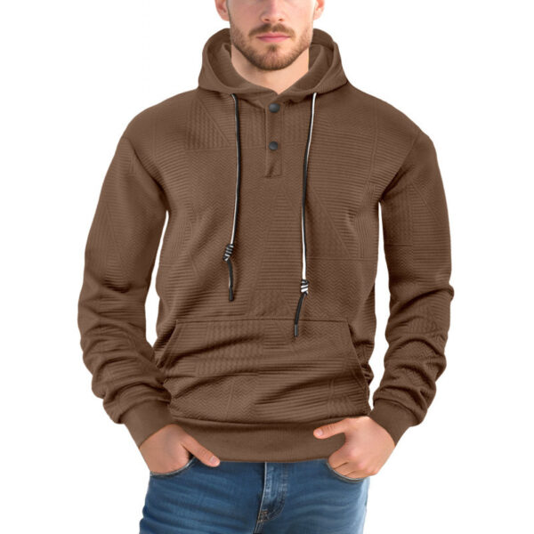 Pullover Solid Color Casual Sports Loose Long Sleeve Hooded Sweater Men - Image 2