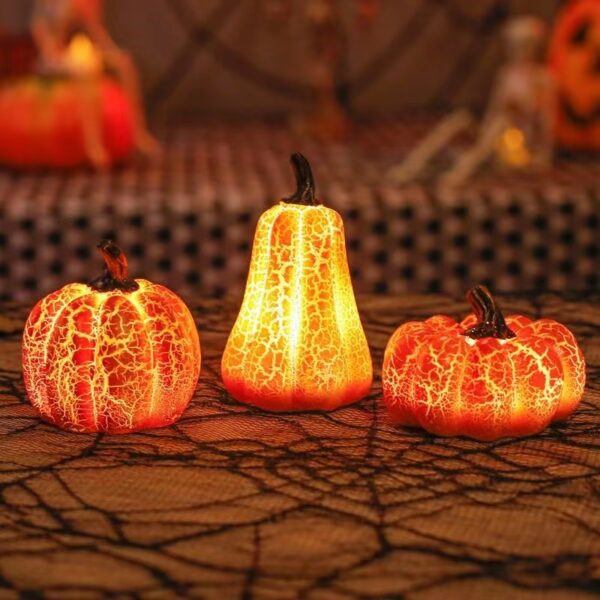 New Halloween Pumpkin Lantern Simulation Pumpkin LED Candle Lamp Resin Luminous Pumpkin - Image 9