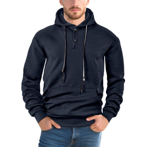 Pullover Solid Color Casual Sports Loose Long Sleeve Hooded Sweater Men - Image 4