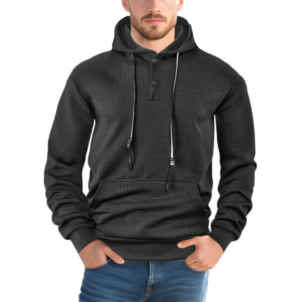 Pullover Solid Color Casual Sports Loose Long Sleeve Hooded Sweater Men - Image 3